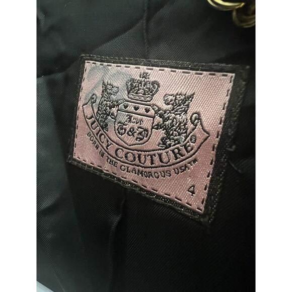 Juicy Couture Coat Size 4 Black 100% Wool Tweed Mid-Length Gold Buttons Classic - Picture 5 of 16